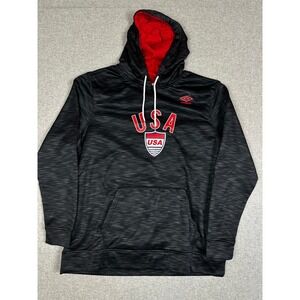 Umbro USA Soccer Hoodie Mens XL Black Red Space Dye Performance Pullover